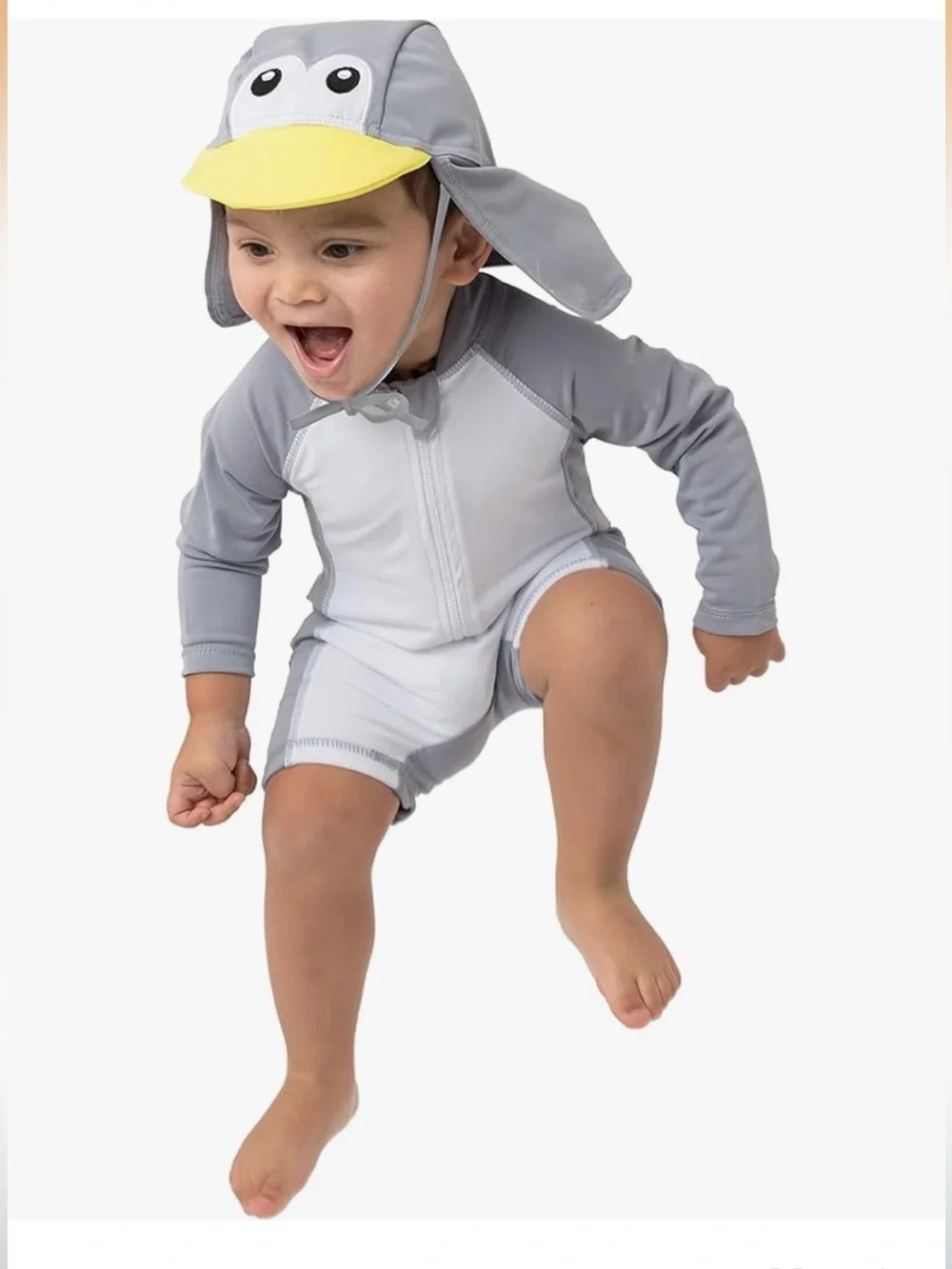 NWT Cuddle Club UPF 50+ Baby Sunsuit with Sun Hat penguin 18 to 24 months